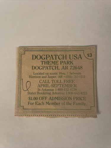 Dogpatch usa vintage ticket - usa,